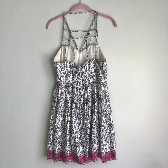 FOREVER 21 / Cream & Blue Floral Strappy Dress - Picture 5 of 8